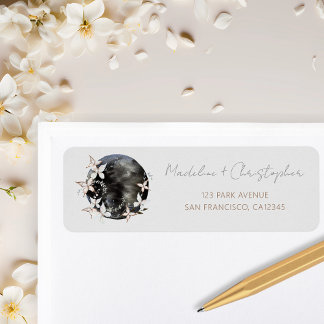 Boho Celestial Moon Floral Wedding Rücksendeadress