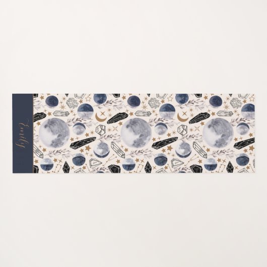 Boho Celestial Moon Phase Crystal Mystical Muster Yogamatte (Rückseite (Horizontal))
