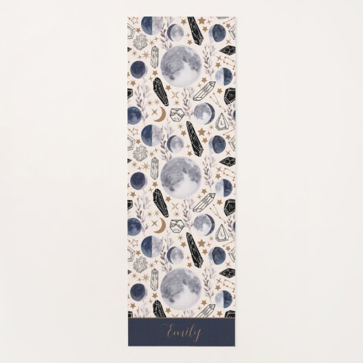 Boho Celestial Moon Phase Crystal Mystical Muster Yogamatte (Vorderseite)