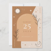 Boho Celestial Moon und Sun Mystic Foto Wedding Save The Date (Vorderseite)