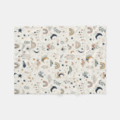 Boho Celestial  | Neutrale Monde und Sterne Fleecedecke (Vorderseite (Horizontal))