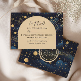 Boho Celestial Night Wedding RSVP Card