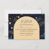Boho Celestial Night Wedding RSVP Card Karte (Vorderseite)