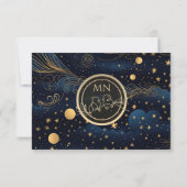 Boho Celestial Night Wedding RSVP Card Karte (Rückseite)