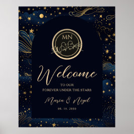 Boho Celestial Night Wedding Welcome Sign Poster