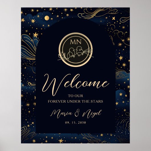 Boho Celestial Night Wedding Welcome Sign Poster (Vorne)