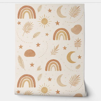 Boho Celestial Rainbow Kinderzimmer Wallpaper - Wa Tapete