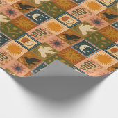 Boho Celestial | Retro Sonne & Mond Geschenkpapier (Ecke)