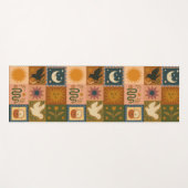 Boho Celestial | Retro Sonne & Mond Yogamatte (Vorderseite (Horizontal))