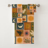 Boho Celestial | Retro Sun & Moon Badhandtuch Set (Insitu)