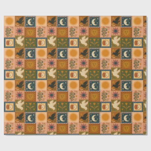 Boho Celestial Retro Sun & Moon Geschenkpapier