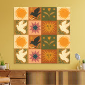 Boho Celestial | Retro Sun & Moon Leinwanddruck (Insitu (Wohnzimmer))