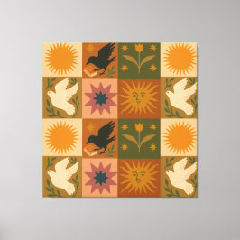 Boho Celestial | Retro Sun & Moon Leinwanddruck