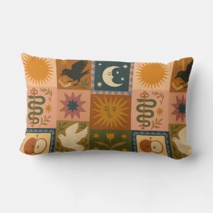 Boho Celestial   Retro Sun & Moon Lendenkissen