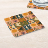 Boho Celestial | Retro Sun & Moon Rechteckiger Pappuntersetzer (angewinkelt)