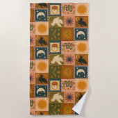 Boho Celestial | Retro Sun & Moon Strandtuch (Vorderseite)