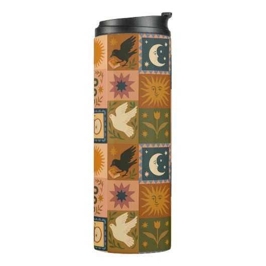 Boho Celestial | Retro Sun & Moon Thermosbecher (Nach links gedreht)