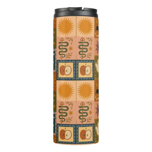 Boho Celestial | Retro Sun & Moon Thermosbecher (Rückseite)