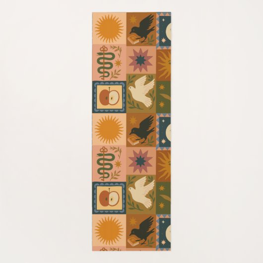 Boho Celestial | Retro Sun & Moon Yogamatte (Rückseite)