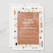 Boho Celestial Shapes Terracotta Babydusche Einladung (Vorderseite)