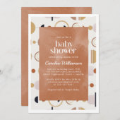 Boho Celestial Shapes Terracotta Babydusche Einladung (Vorne/Hinten)