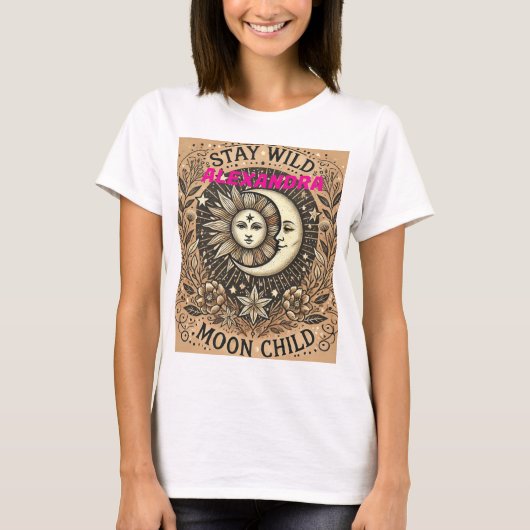 Boho Celestial "Shine moon Child" T - Shirt - Myst (Vorderseite)