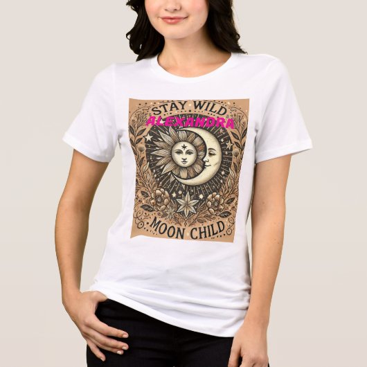 Boho Celestial "Shine moon Child" T - Shirt - Myst (Vorderseite)