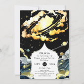 Boho Celestial Space Birthday Einladung (Vorderseite)