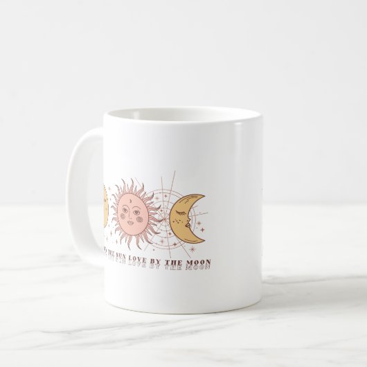 Boho Celestial Sun and Moon Kaffeetasse (Vorderseite Links)