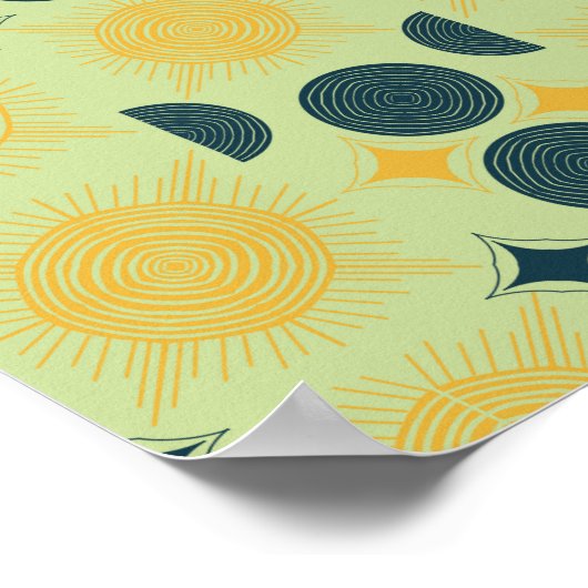 Boho Celestial Sun Moon Mint Poster (Ecke)