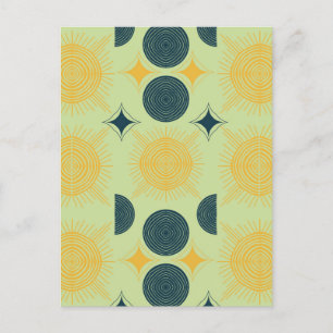 Boho Celestial Sun Moon Mint Postkarte