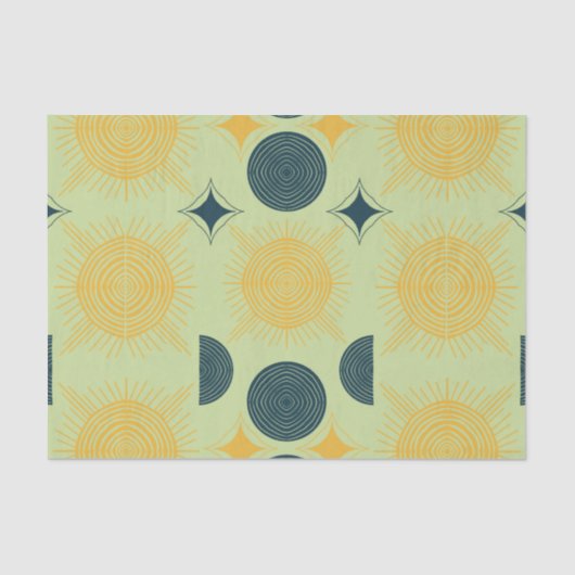 Boho Celestial Sun Moon Mint Seidenpapier (Vorderseite)