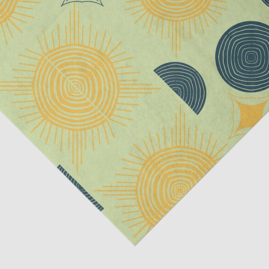 Boho Celestial Sun Moon Mint Seidenpapier (Ausschnitt)