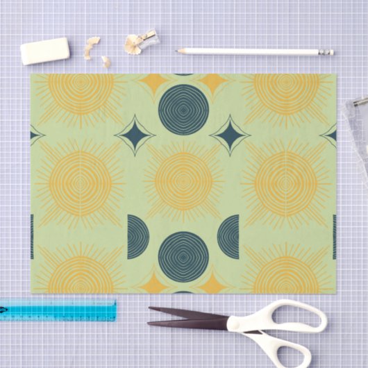 Boho Celestial Sun Moon Mint Seidenpapier (Handwerk)