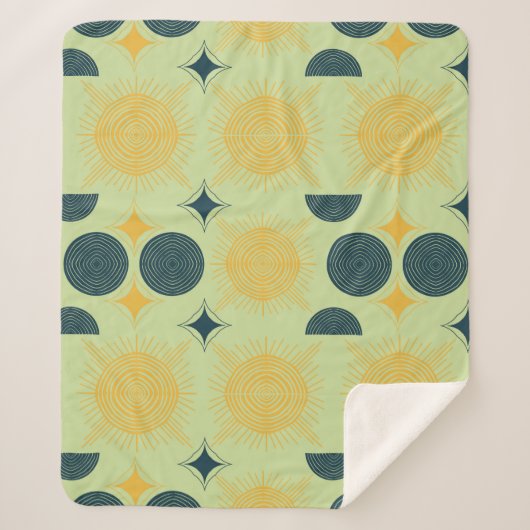 Boho Celestial Sun Moon Mint Sherpadecke (Vorderseite)