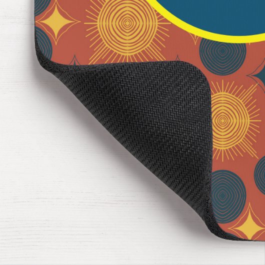 Boho Celestial Sun Moon Monogram Script Mousepad (Ecke)