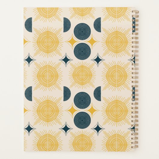 Boho Celestial Sun Moon Monogram Script Planer (Rückseite)