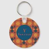 Boho Celestial Sun Moon Monogram Script Schlüssela Schlüsselanhänger (Vorderseite)