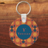 Boho Celestial Sun Moon Monogram Script Schlüssela Schlüsselanhänger (Rückseite)