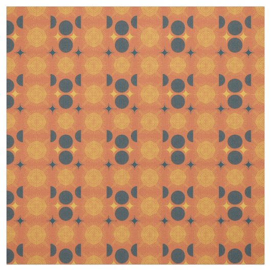 Boho Celestial Sun Moon Orange Pattern Stoff (Muster)