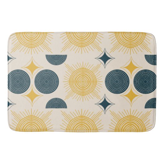 Boho Celestial Sun Moon Pattern Badematte (Vorderseite)