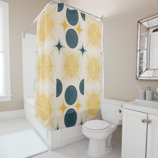 Boho Celestial Sun Moon Pattern Duschvorhang (Beispiel)