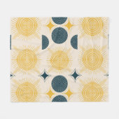 Boho Celestial Sun Moon Pattern Fleecedecke (Vorderseite (Horizontal))