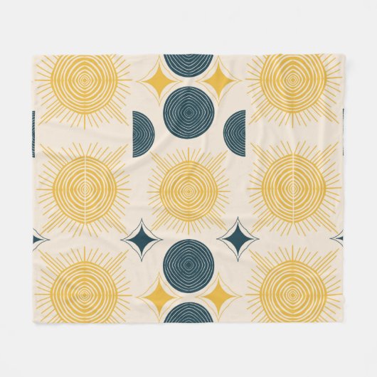 Boho Celestial Sun Moon Pattern Fleecedecke (Vorderseite (Horizontal))