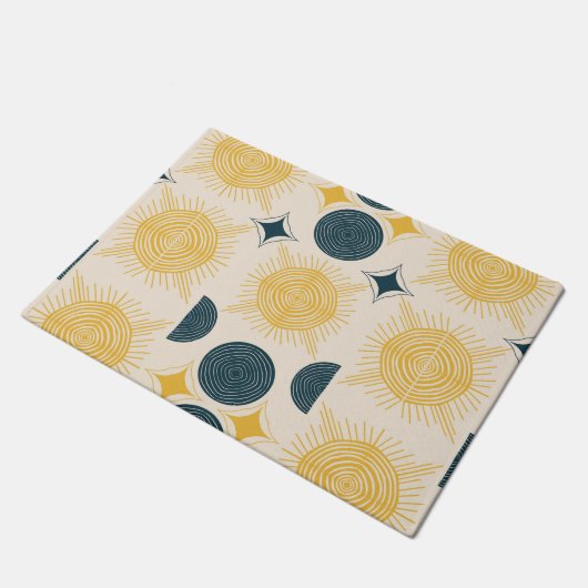 Boho Celestial Sun Moon Pattern Fußmatte (Schrägansicht)