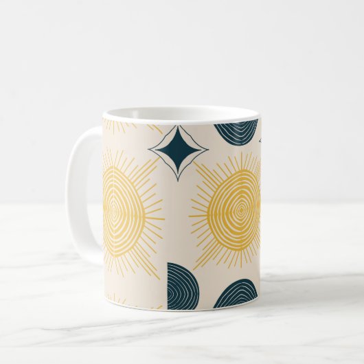 Boho Celestial Sun Moon Pattern Kaffeetasse (Vorderseite Links)