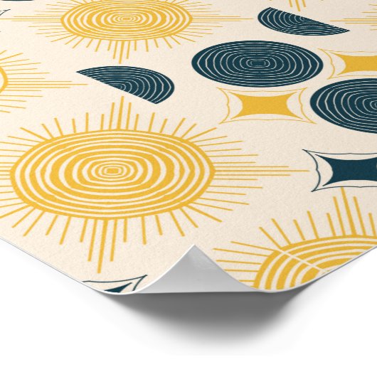 Boho Celestial Sun Moon Pattern Poster (Ecke)