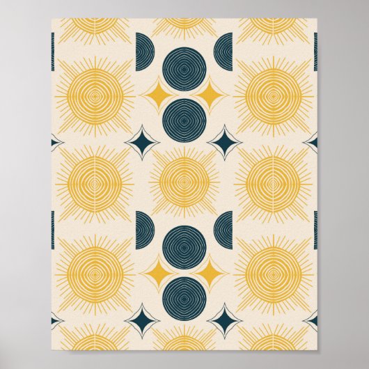 Boho Celestial Sun Moon Pattern Poster (Vorne)