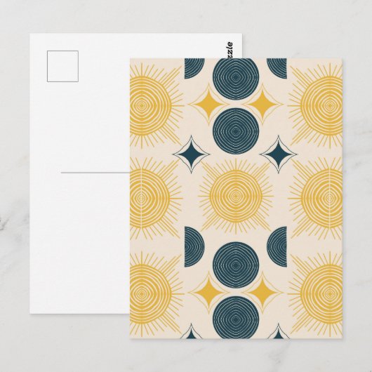 Boho Celestial Sun Moon Pattern Postkarte (Vorne/Hinten)