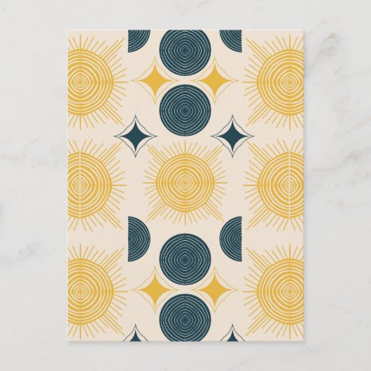 Boho Celestial Sun Moon Pattern Postkarte (Vorderseite)